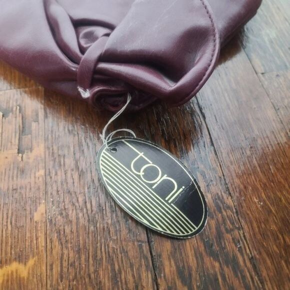 Nwt Deadstock Vintage 80s Burgundy Foldover Large Clutch Purse - Picture 7 of 13